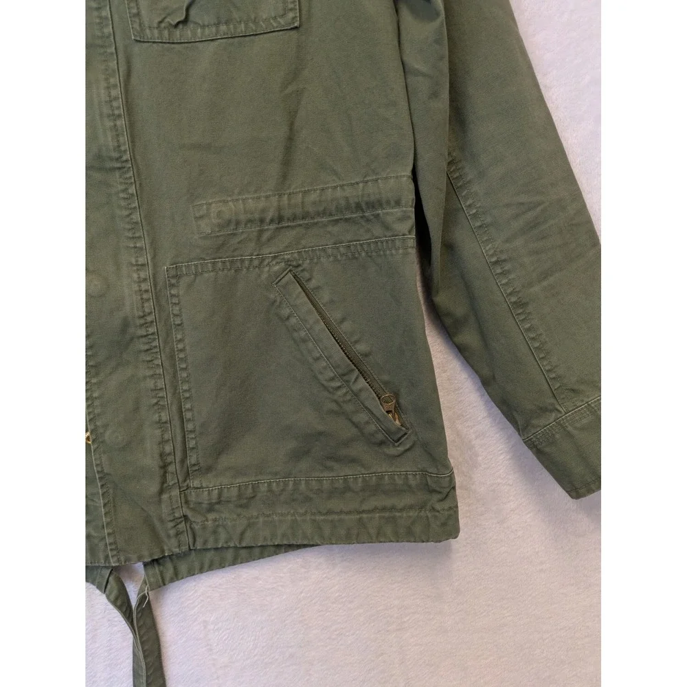 J. Crew Utility Field Jacket Olive Green Hooded Drawstring‎ Waist XS